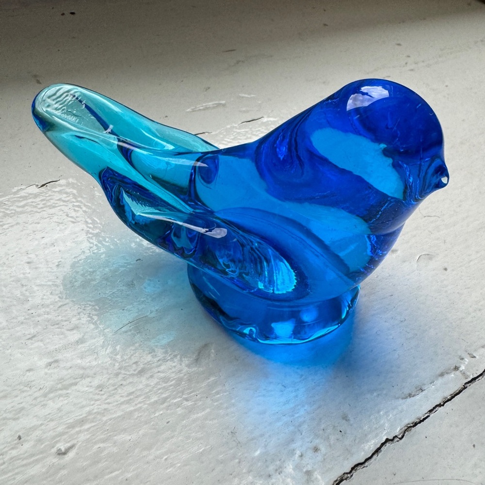 1995 Leo Ward Terra Studios Glass Bluebird of Happiness Figurine, Signed & Dated